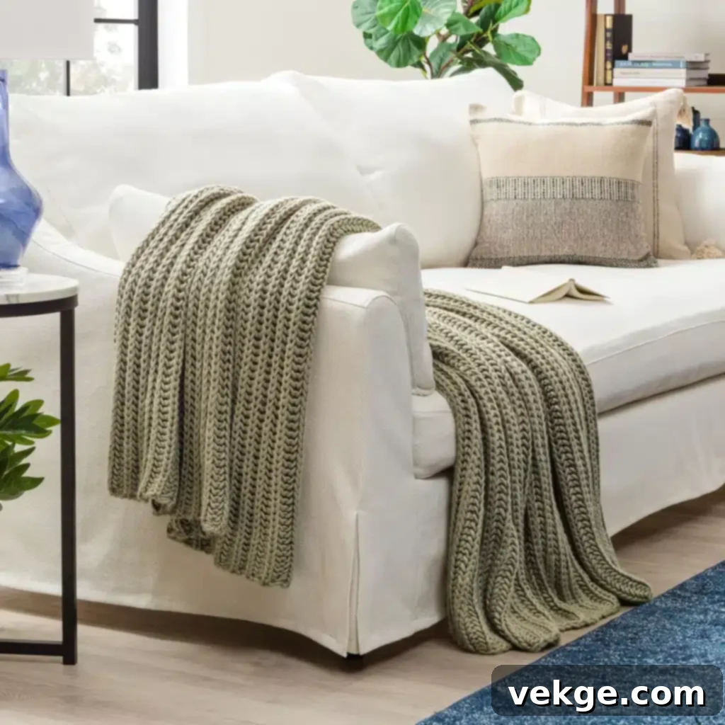 sage green knitted throw 