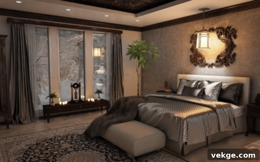 glamour bedroom with elegant patterns