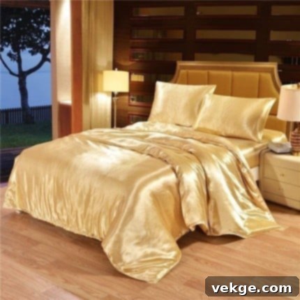 glam bedroom with satin silk comforter set