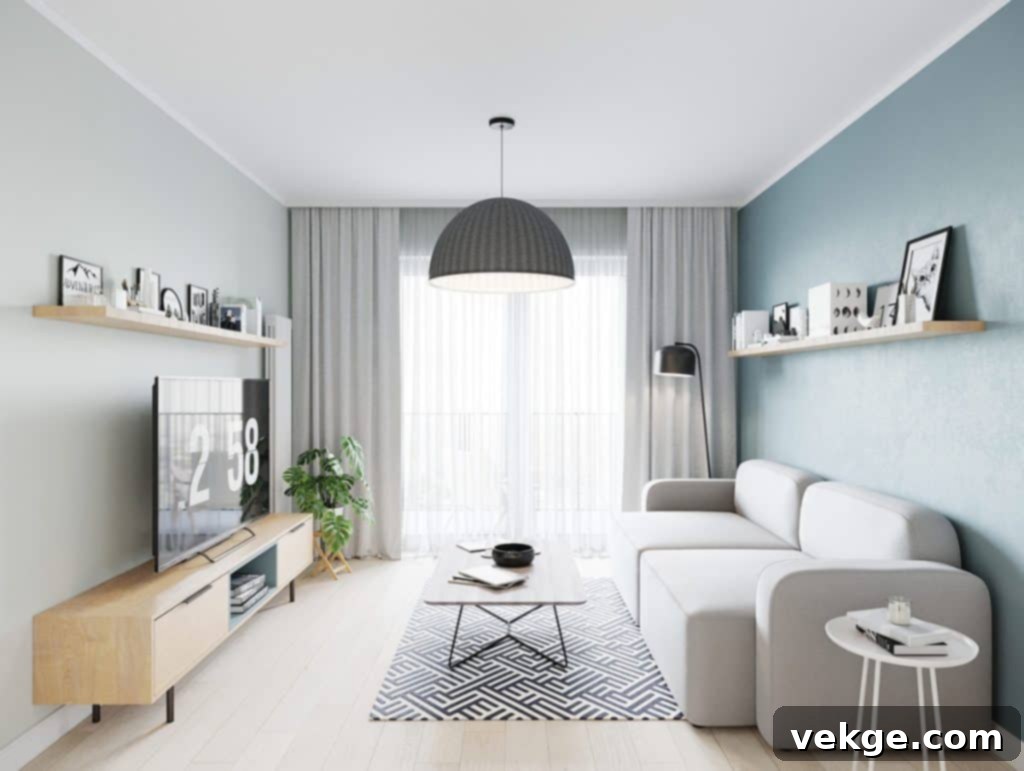 light blue living room