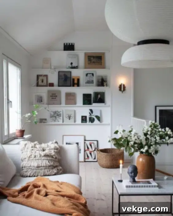 feel warm and relaxing, such as a few plants, a textured rug, a plush throw, or a fragrant candle