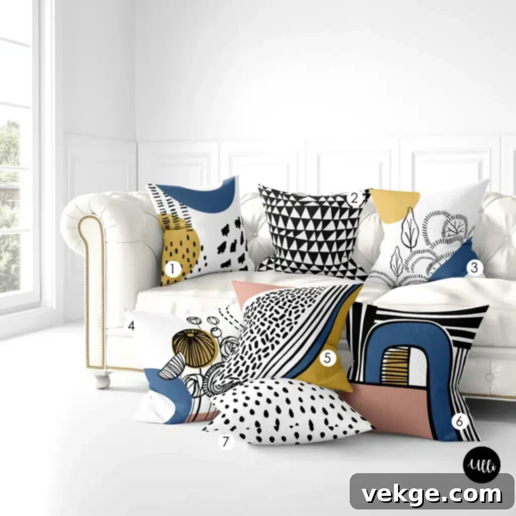 modern pillows with multiple colors