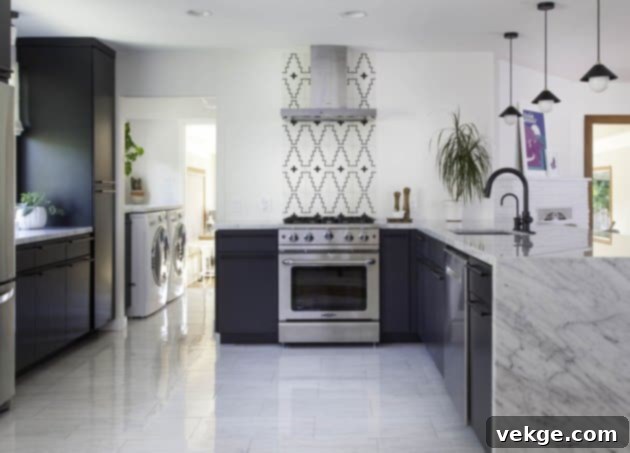 A Backsplash decor: A stylish kitchen backsplash featuring intricate patterns, complementing the overall decor.