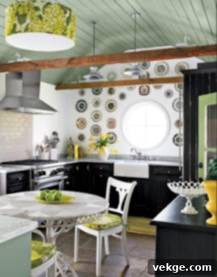 Vintage Light: A kitchen illuminated by a charming vintage-style light fixture, enhancing natural looks.