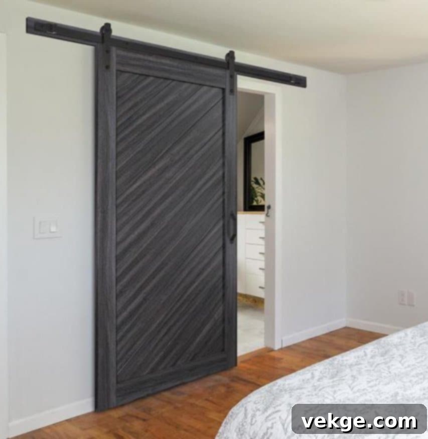 Diagonal Gray Barn Door for a Modern Look