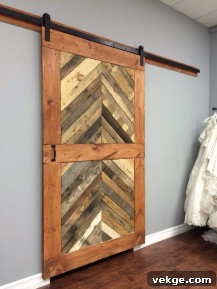 Stylish Wooden Chevron Barn Door