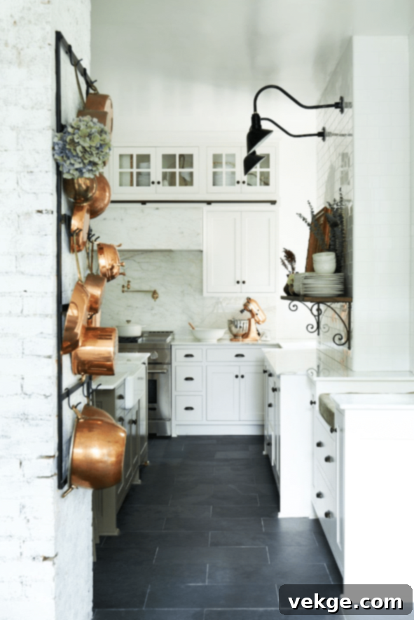 Copper Utensils in Rustic French Country Kitchen