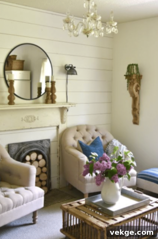 Tufted Accent Chairs in French Country Interior