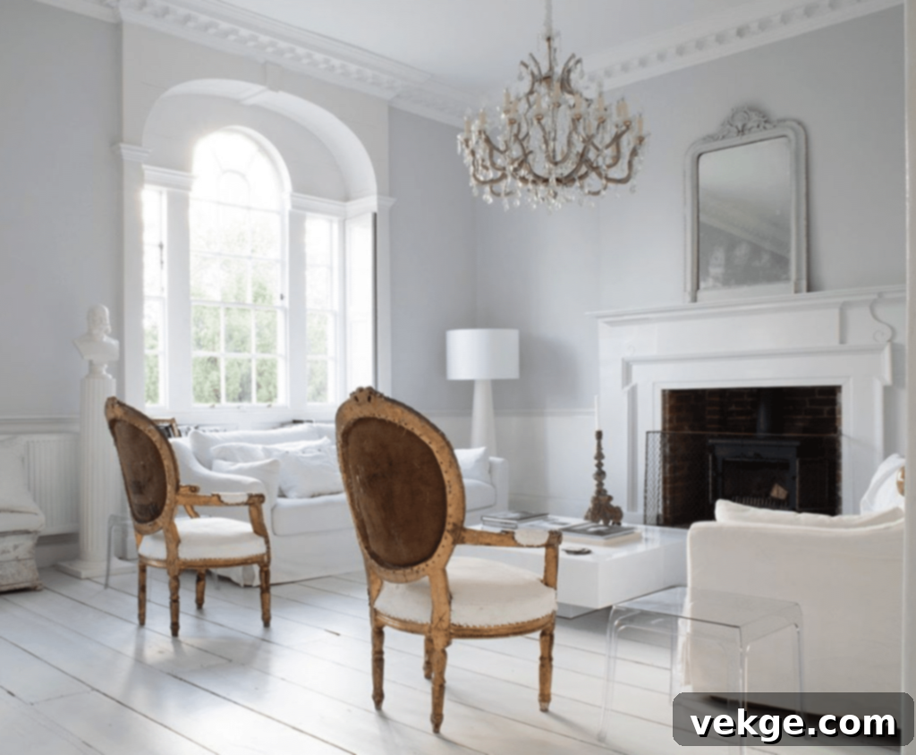 Gold Finish Armchairs in French Living Area