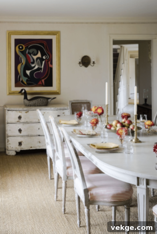 Cubism Art in French Country Dining Room