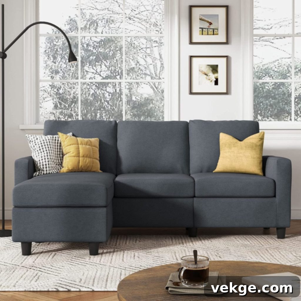 HONBAY Convertible Sectional Sofa with Reversible Chaise
