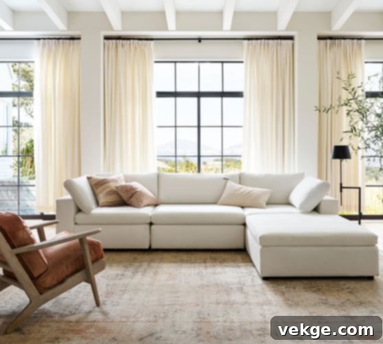 Dream Square Arm Upholstered Modular Sofa Chaise Sectional in Living Room