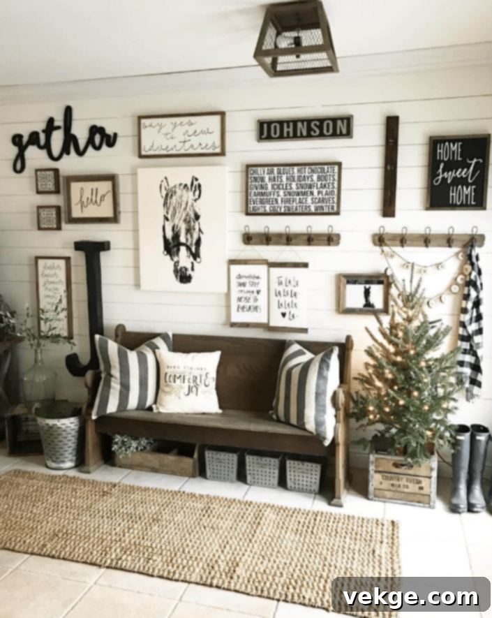 Ranch-Style Entryway with a Wide Variety of Signs