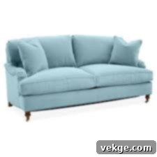 Brooke Queen-Size Sleeper Sofa in Blue with Herringbone Texture for Coastal Homes