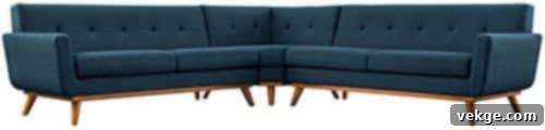 Modern Upholstered Fabric L-Shaped Sectional Sofa for Contemporary Beach Houses
