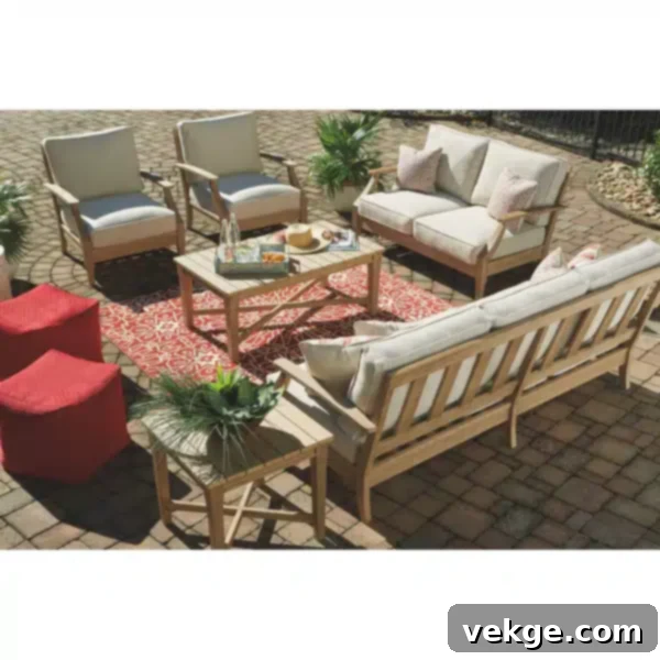 Durable Coastal Outdoor Patio Eucalyptus Loveseat with Nuvella Fabric