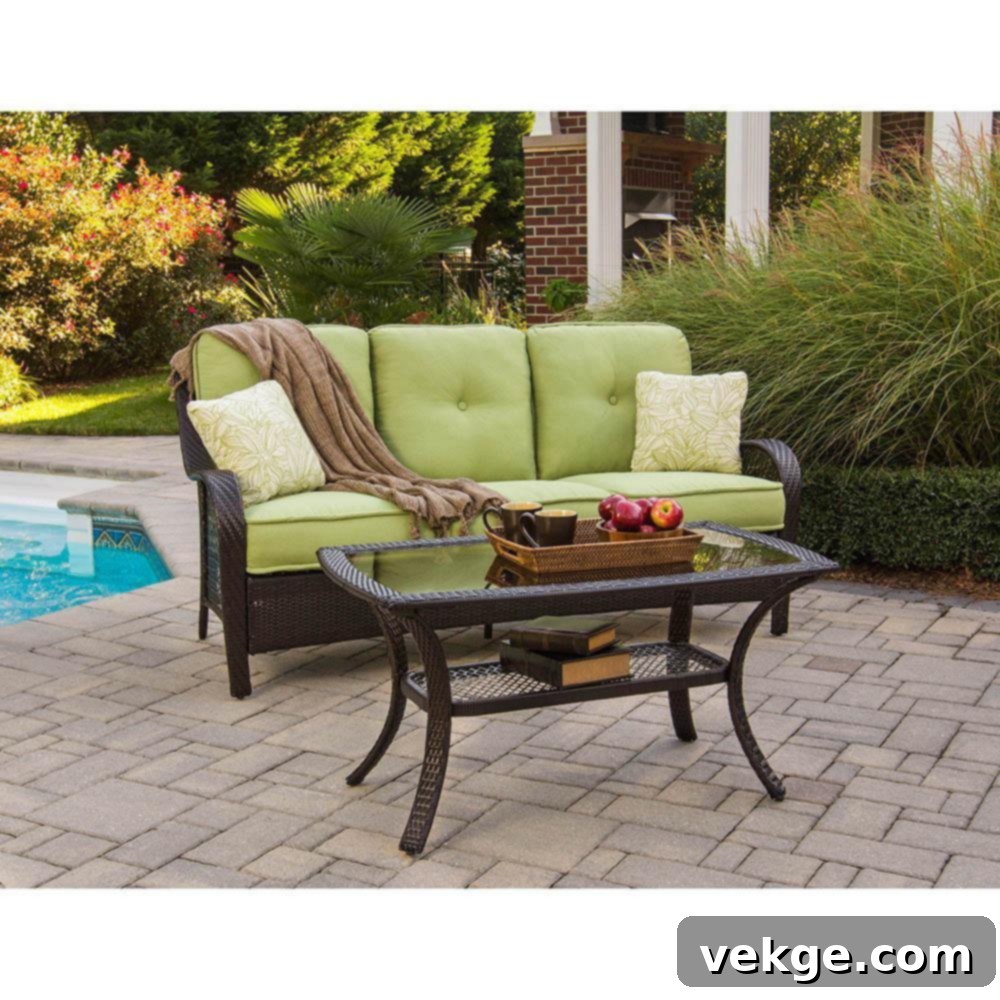 2 Piece Silver Patio Sofa Set with Glass-Top Coffee Table for Coastal Outdoors