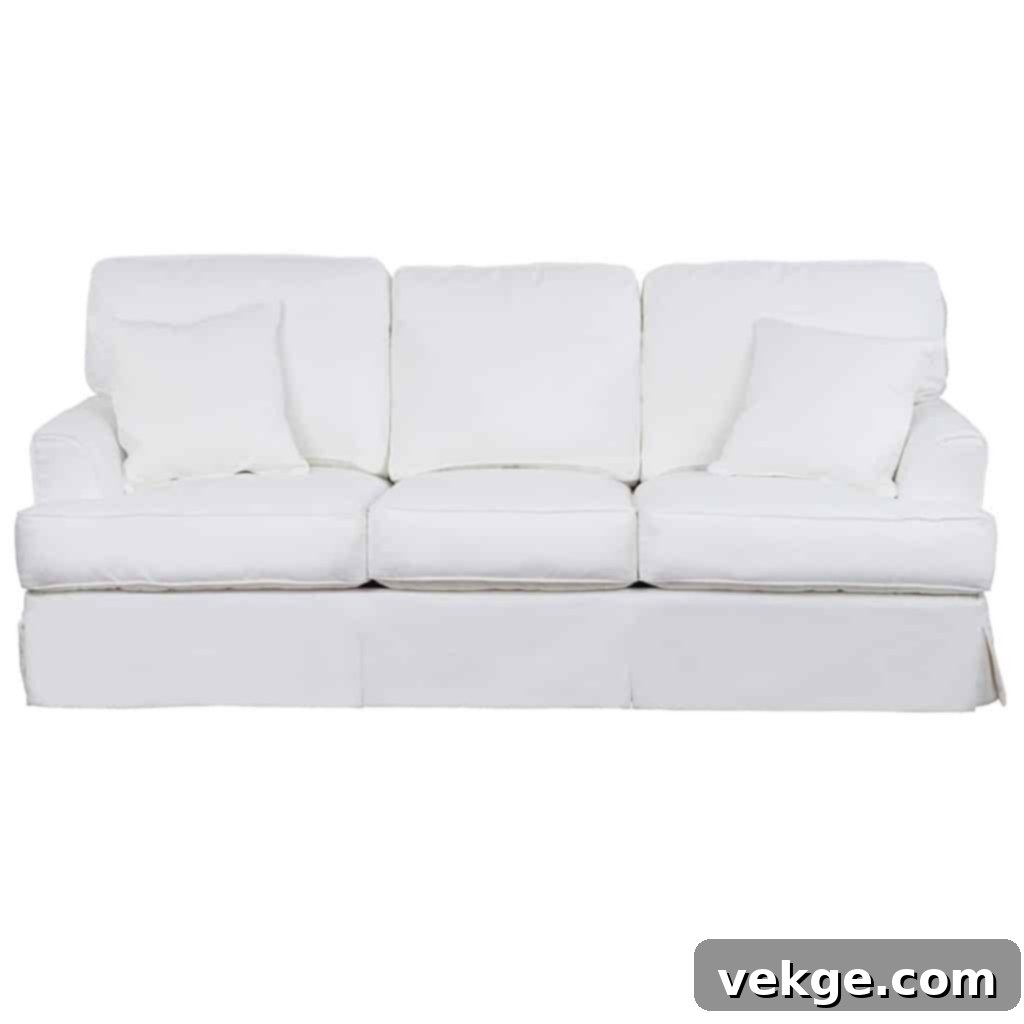 Elegant White Ariana Slipcover Sofa with Flared Arms for Coastal Homes