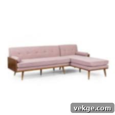 Home Harriet Sectional Sofa with Tufted Waffle Stitching for Coastal Style