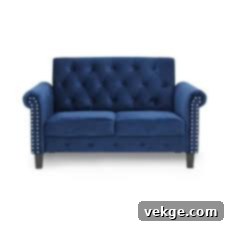 Luxe Blue Velvet Chesterfield Button Tufted Sofa for Coastal Rooms