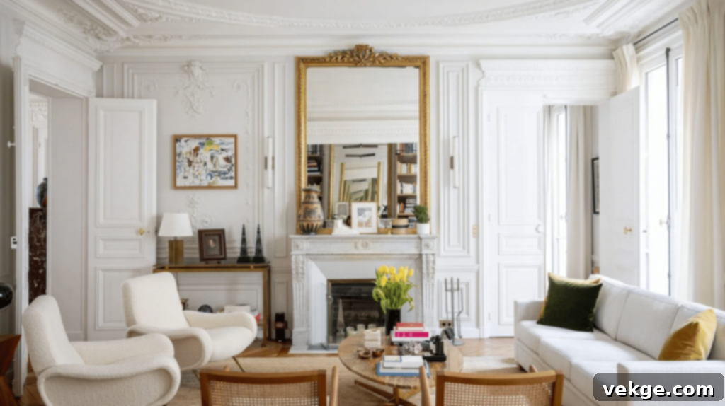Parisian Interior Colors predominantly white with subtle accents