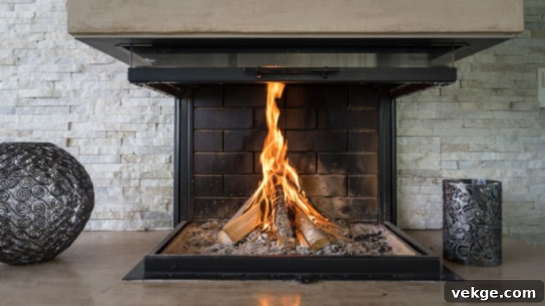 Luxury Fireplace In A Modern Luxury Home With Burning - Nature Inspired Fireplace
