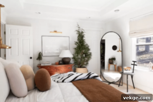 Contemporary Christmas bedroom with understated natural decor