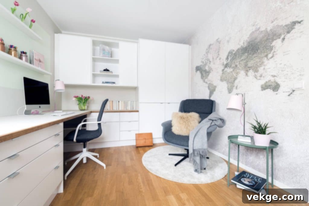 Bright and neat Scandinavian home office design