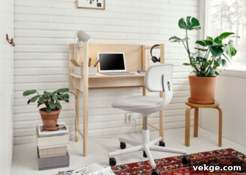 Small space desk for a Scandinavian office