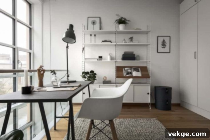 Minimalist task lamp on a Scandinavian desk