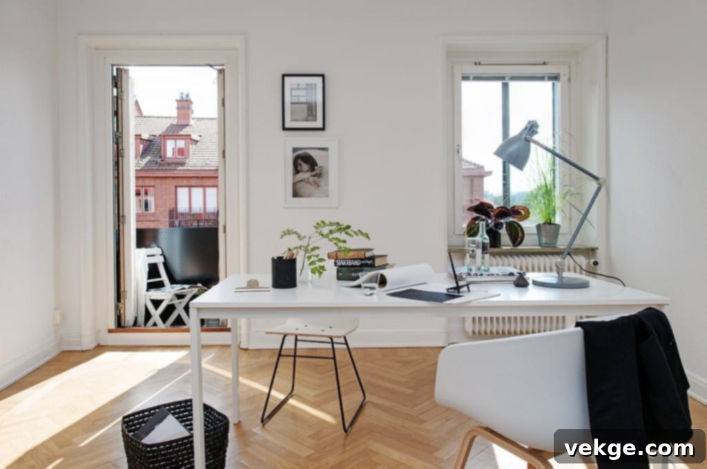 Office plants in a Scandinavian-inspired workspace