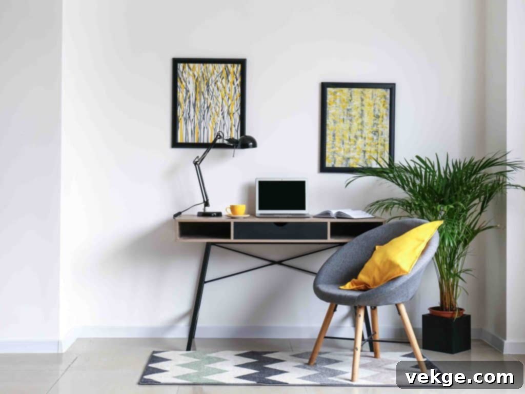 Workplace rug in a Scandinavian home office