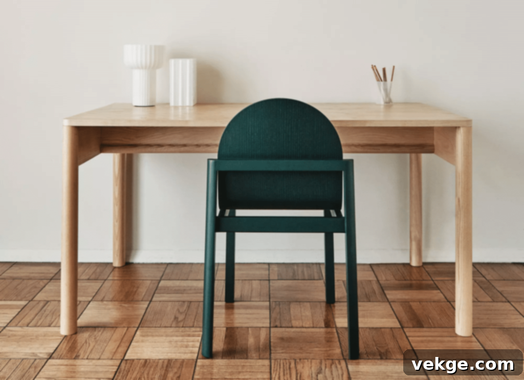Minimalist Norwegian style desk in a home office