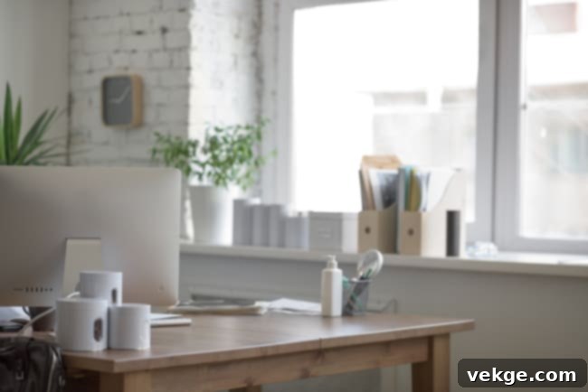 Scandinavian desk positioned near a window for natural light