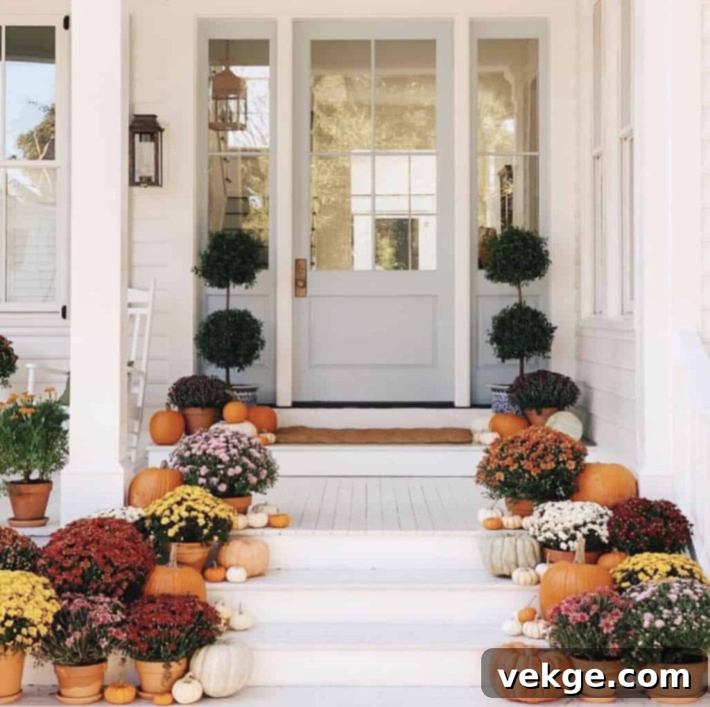 beautifully decorated front porch