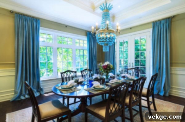 dining room can appear richer and grander with velvet curtains