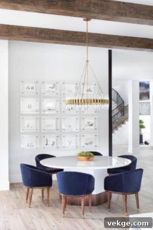Round Table and Velvet Barret Chairs