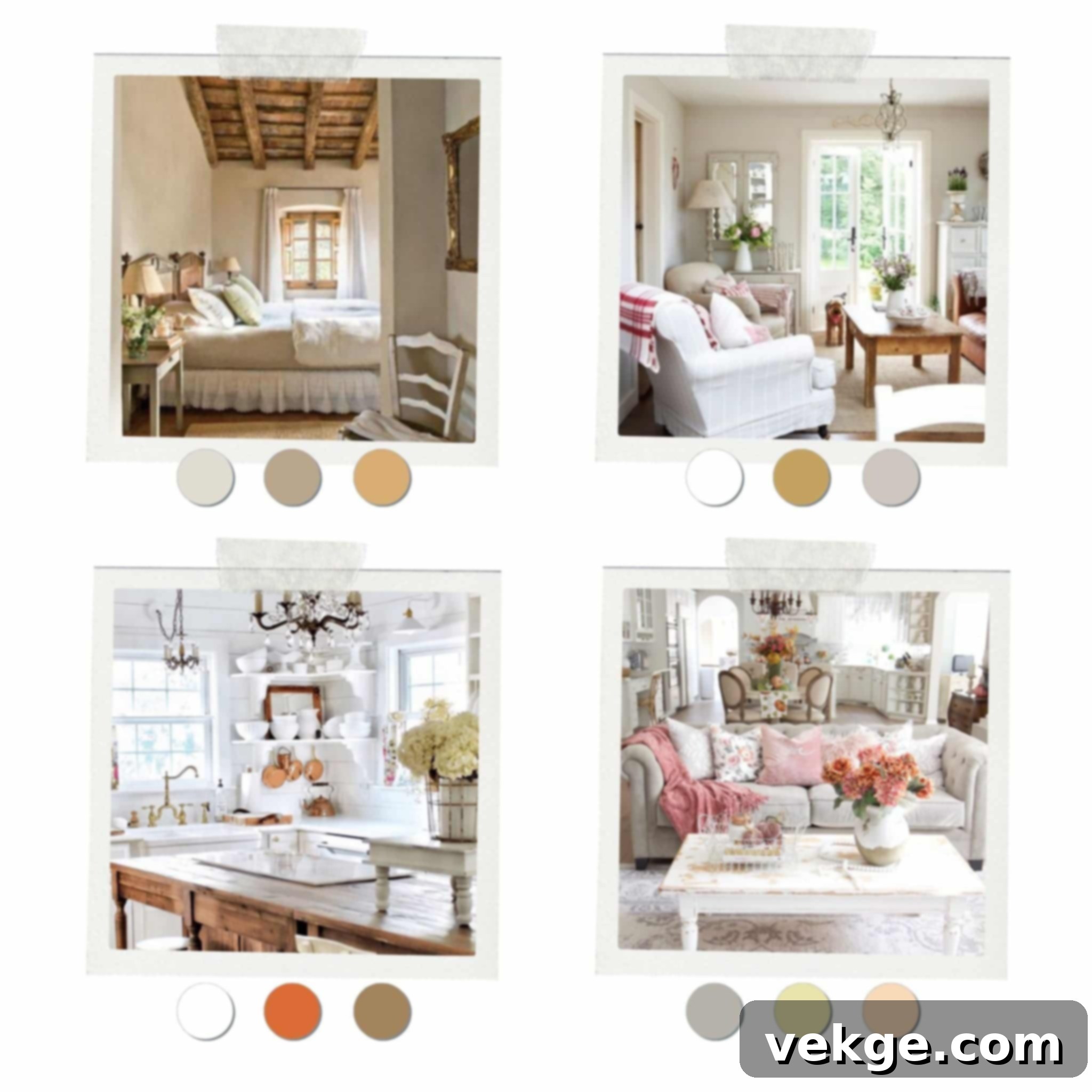 French Country home color palette, sage green, terracotta, mustard yellow, eggshell blue