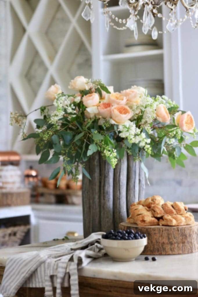 Botanical prints, floral motifs, potted plants in French Country decor