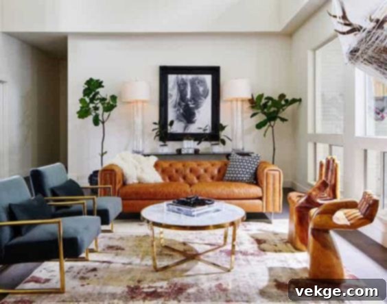 Luxury velvet sofa and cushions in a glam living room