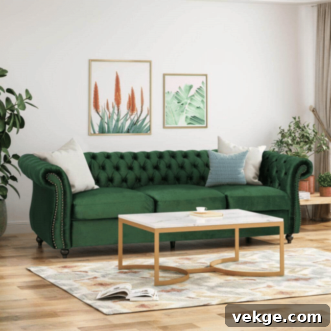 Round Arm Vintage Style Sofa