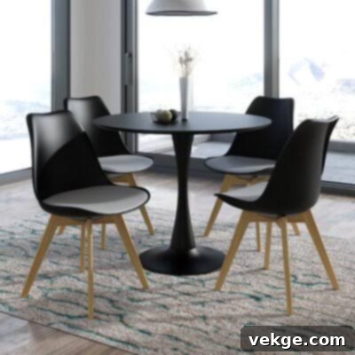 Imperial Round Table with smart pedestal for small spaces