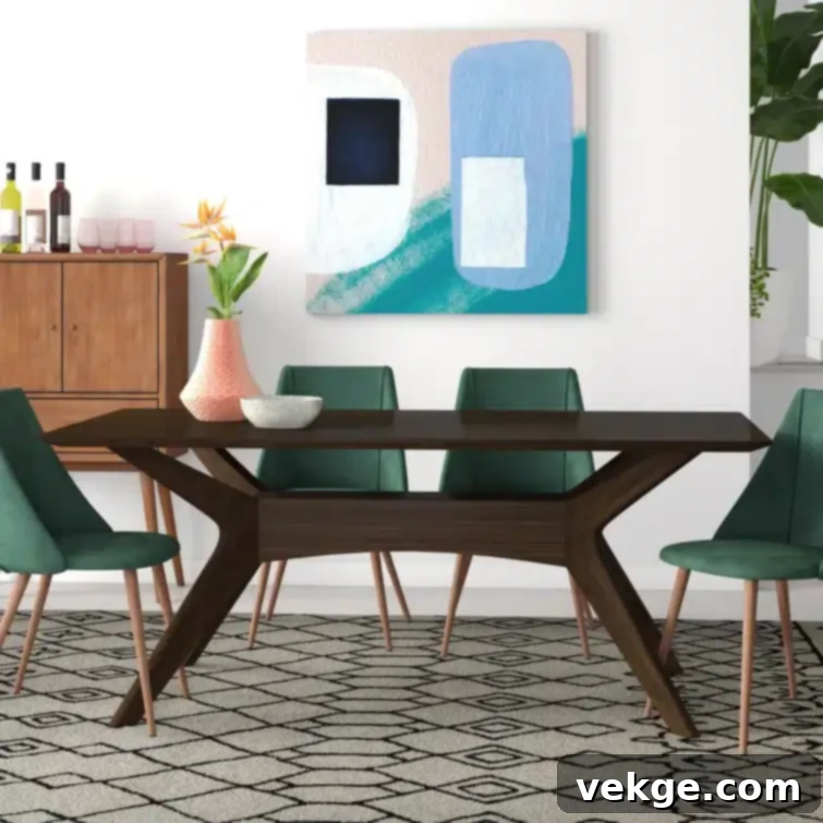 Budapest Dining Table built from oak wood with boomerang legs