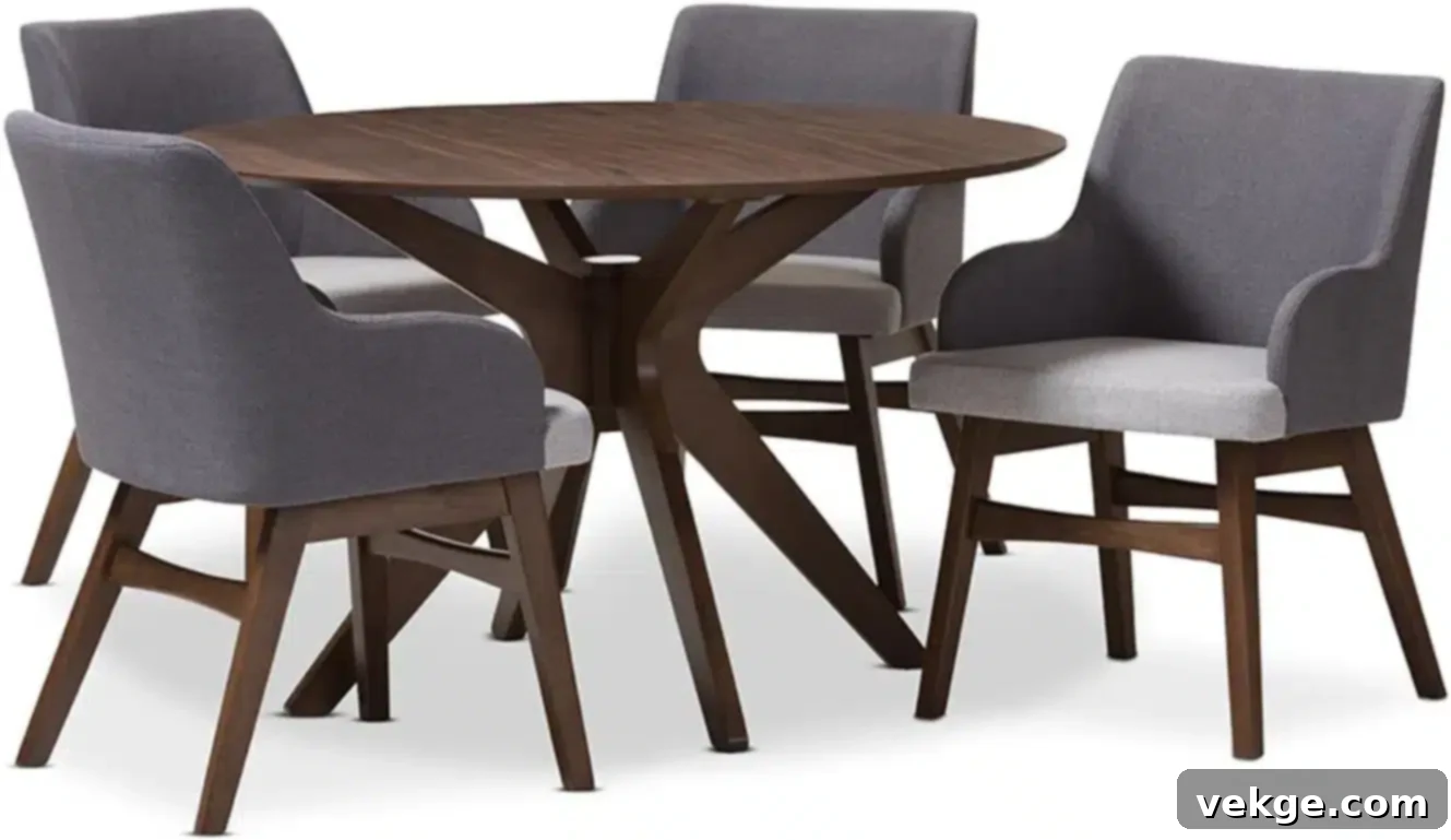 Fenway Round Dining Table with sunburst pattern top and flared legs