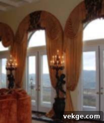 Window Treatments in the Spanish-Style with patterned drapes
