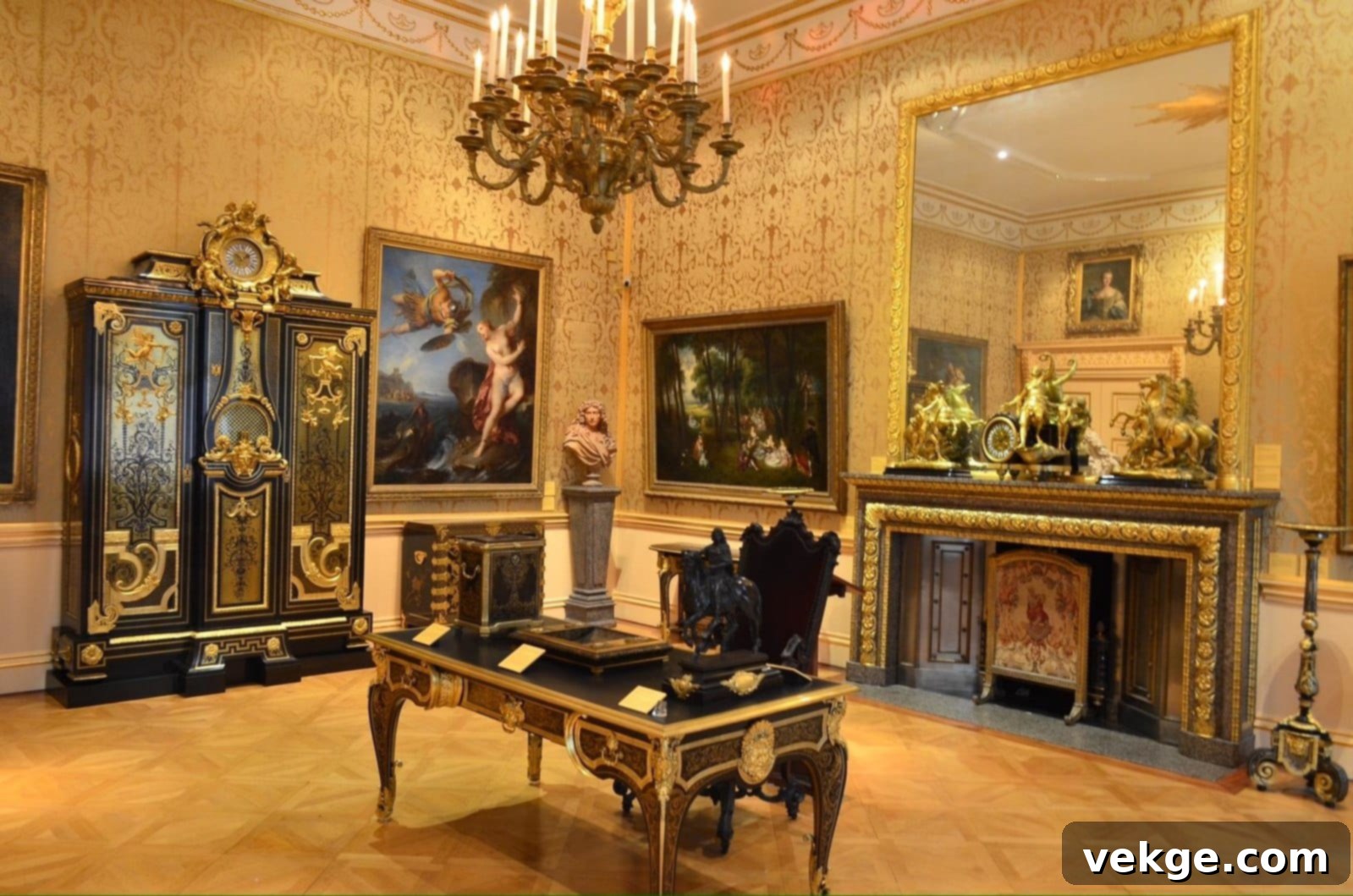 Ornate mirror in a grand Spanish-style room