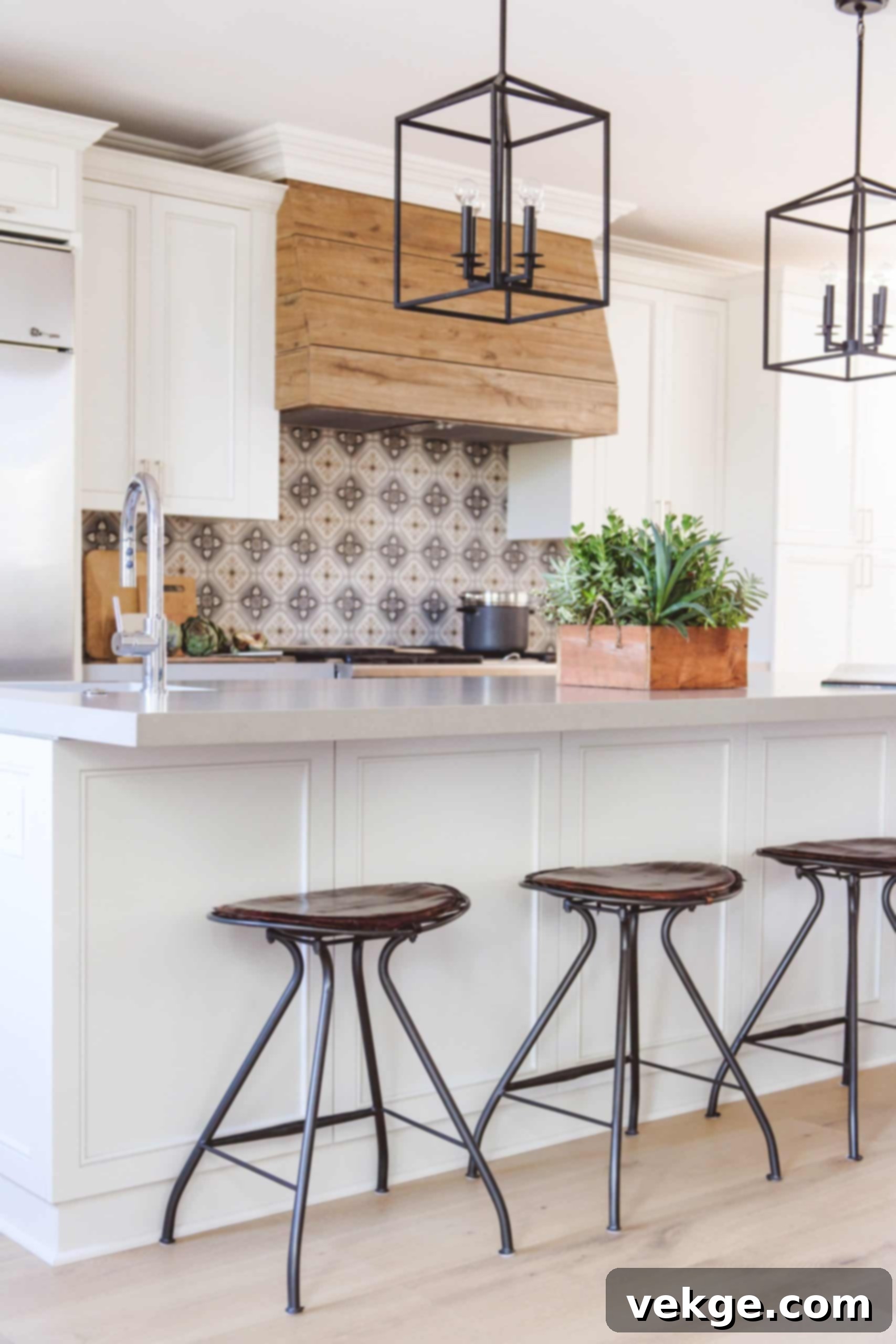 Spanish style kitchen with tiled floors and patterned elements