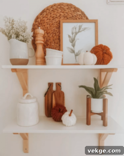 Shelves With Seasonal Decor