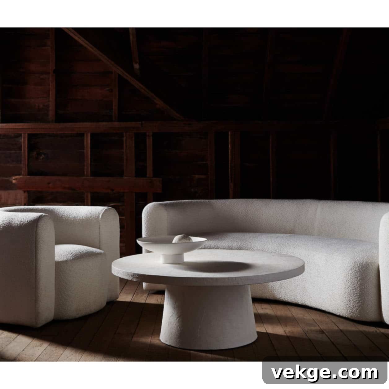 Leanne Ford designed Boucle Curved Sofa, modern and organic
