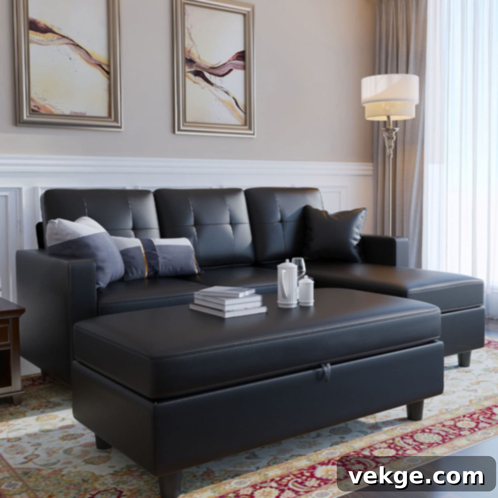 Honbay Convertible Sectional Couch with reversible chaise lounge